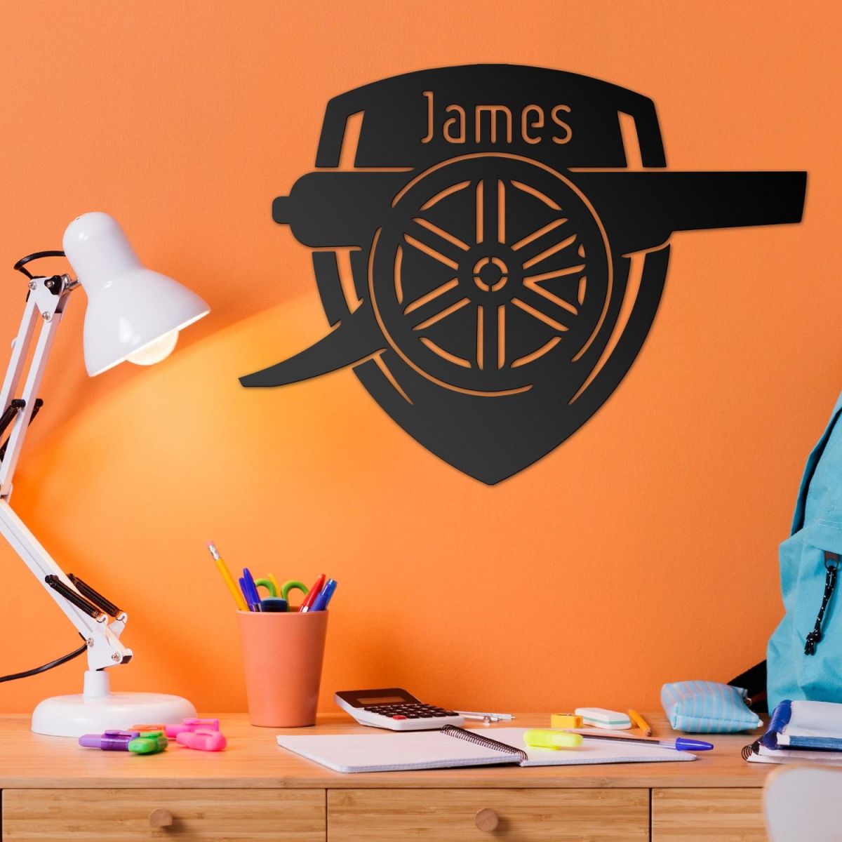 Black "Arsenal Cannon" Personalised Wall Art 