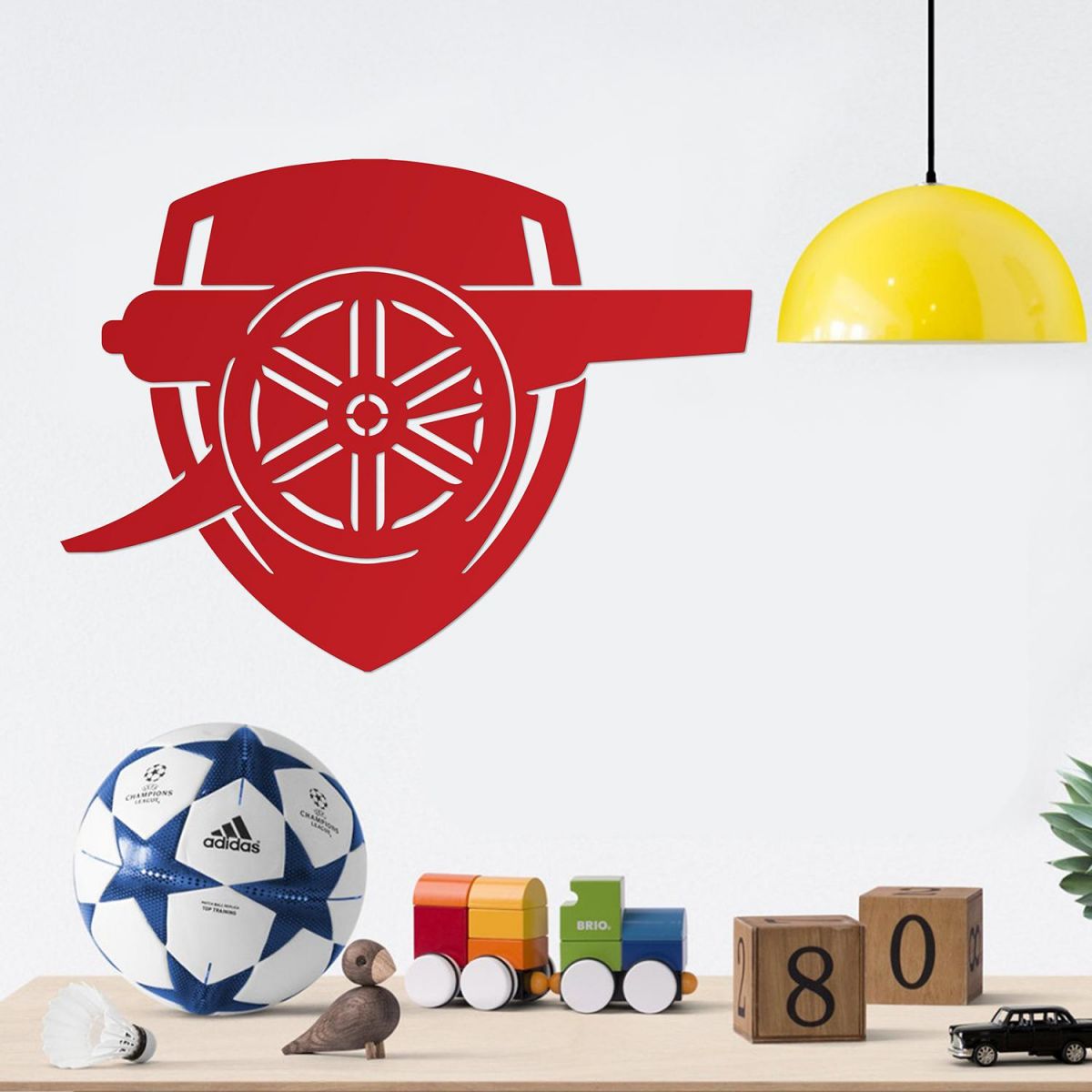 "Arsenal Cannon" Wall Art in a Children"s Play Room