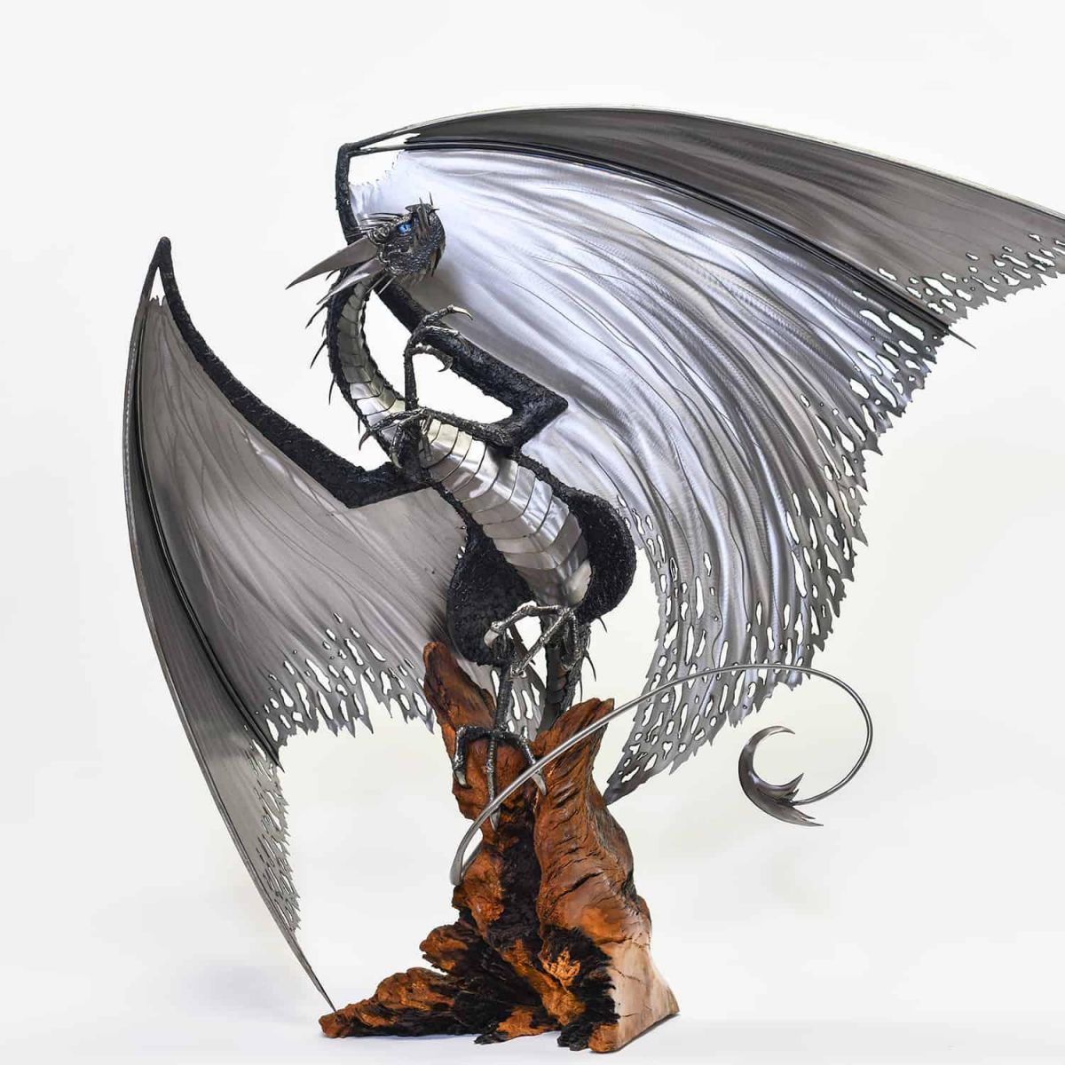 Artist Piece - Large Bespoke Recycled Metal Black "Brachialis" Dragon Sculpture