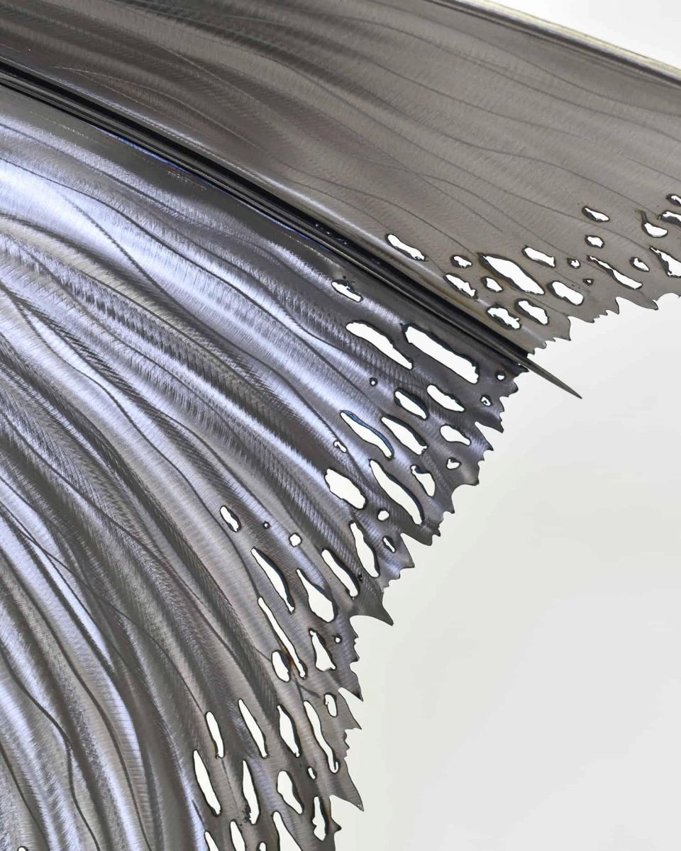 Close-Up of Wings on Artist Piece - Large Bespoke Recycled Metal Black "Brachialis" Dragon Sculpture