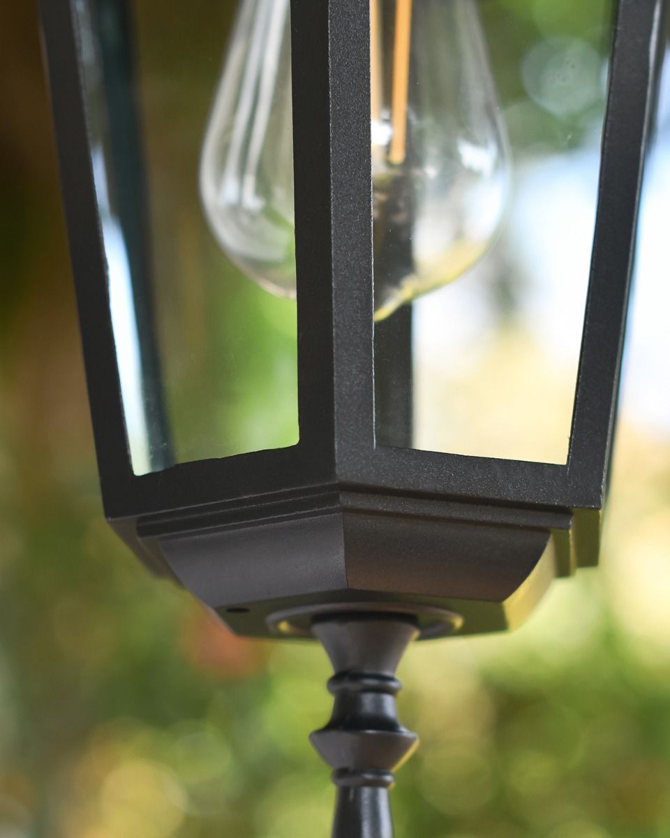 Close-up of the Matt Black Finish on the "Ashbourne" Chain Hanging Porch Light