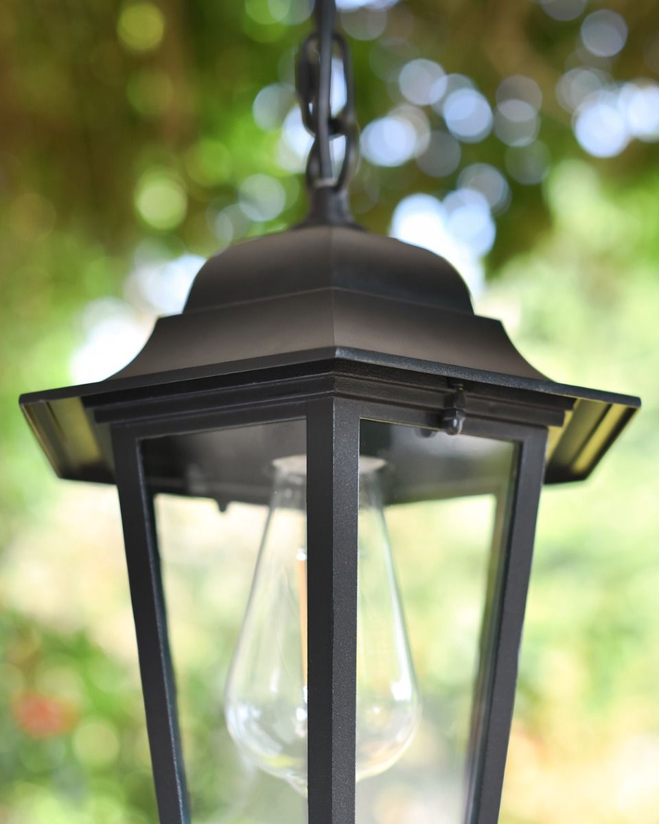 Close-up of the Glass in the "Ashbourne" Chain Hanging Porch Light