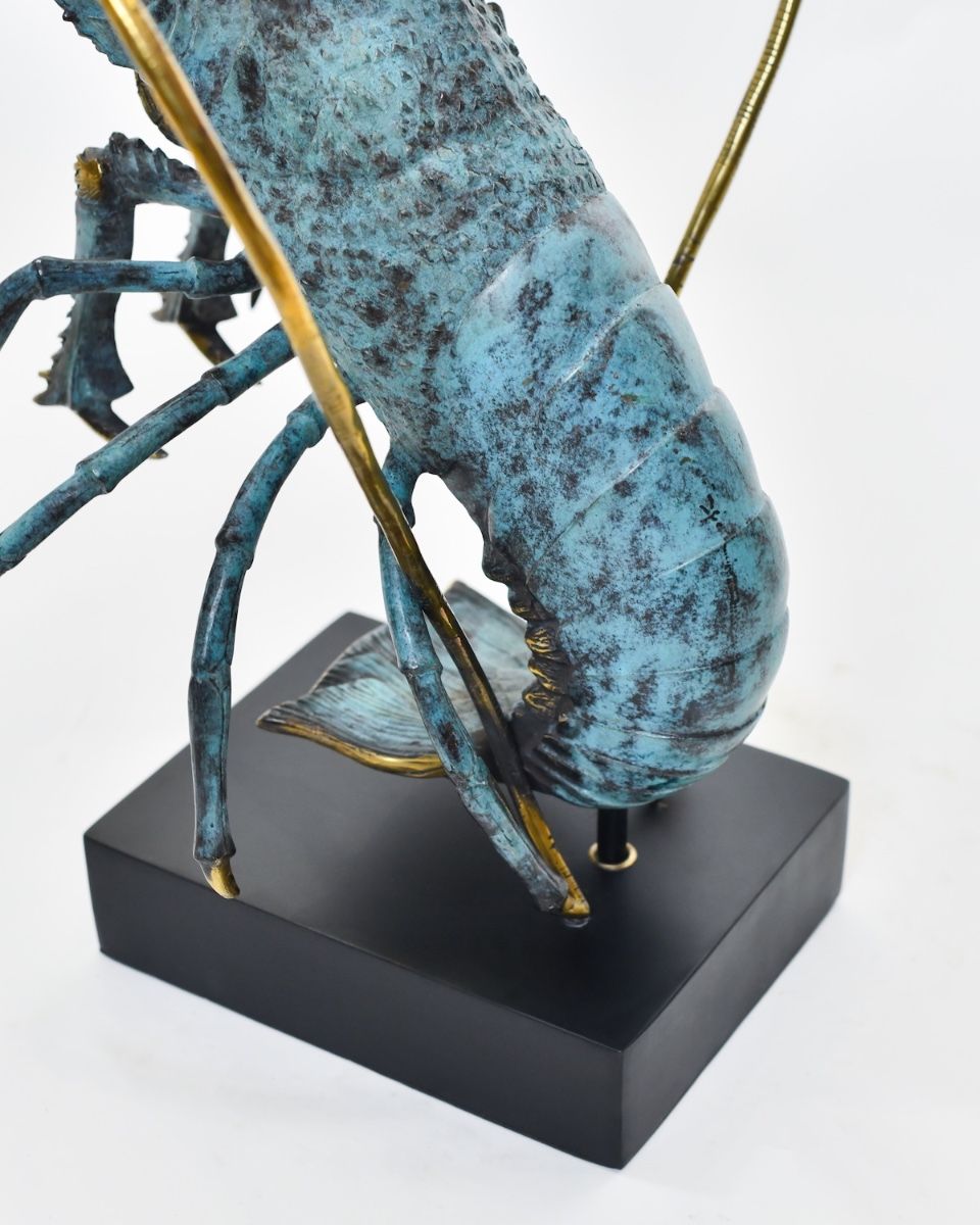 Aurelian Sentry Lobster Sculpture in Cast Brass close up of tail
