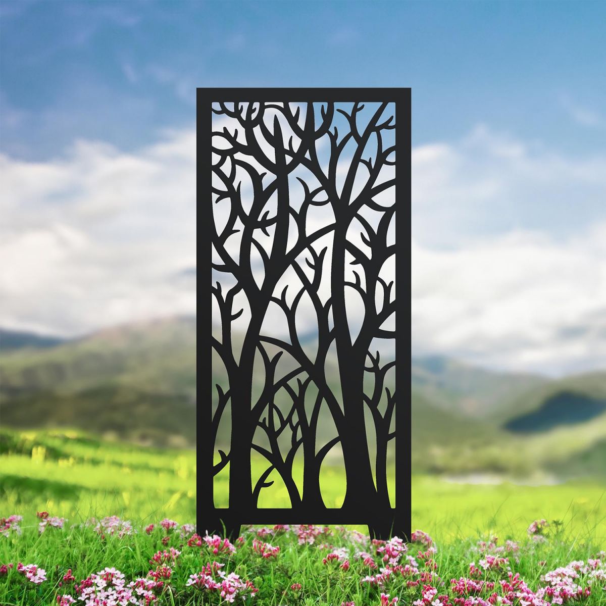 Autumnal Trees Garden Screen With Blue Background Autumnal Trees Garden Screen With Blue Background