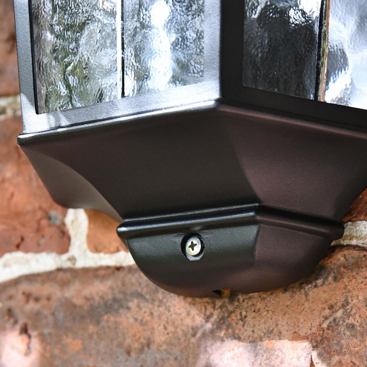 Close-up of the Black Finish on the Wall Lantern