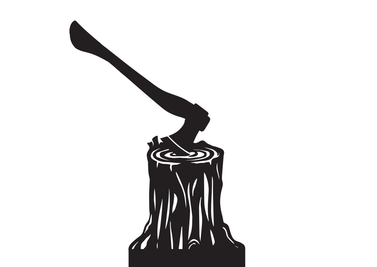 Axe and Tree Stump Weathervane Motif