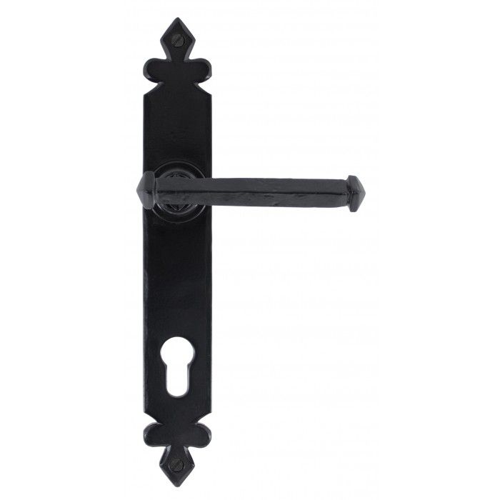 Black Tudor Design Sprung Lever Handle With Lock