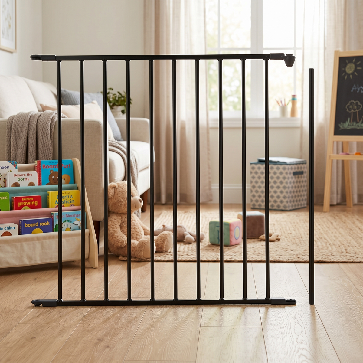 Baby Dan Black Flex/Configure Extension Section in a Child"s Playroom