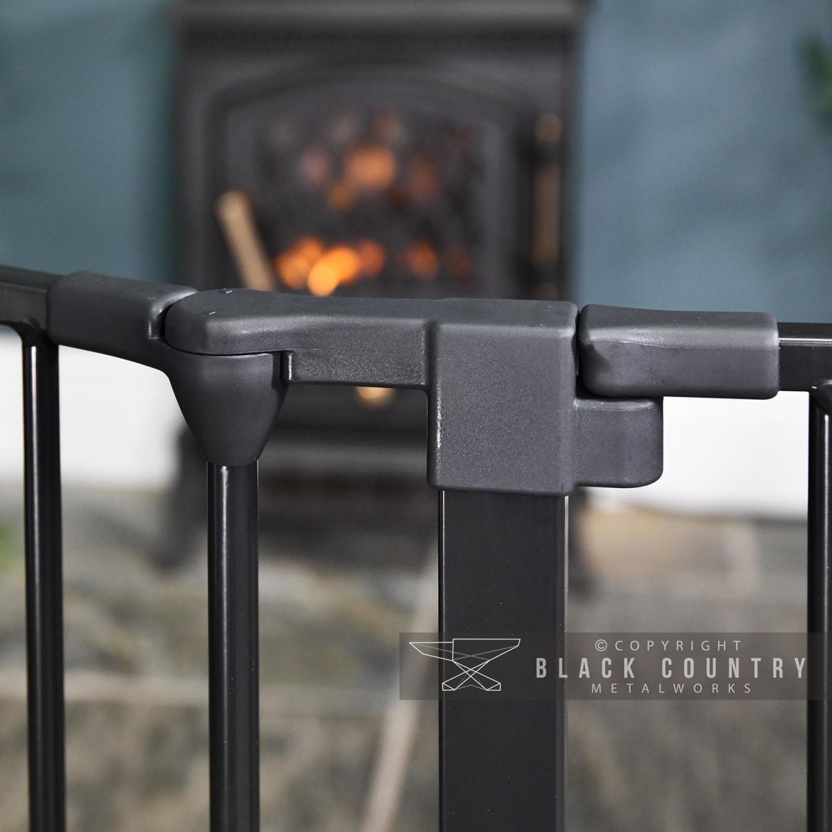 Easy Access Lock Handle on the Baby Dan Black Hearth Fireguard