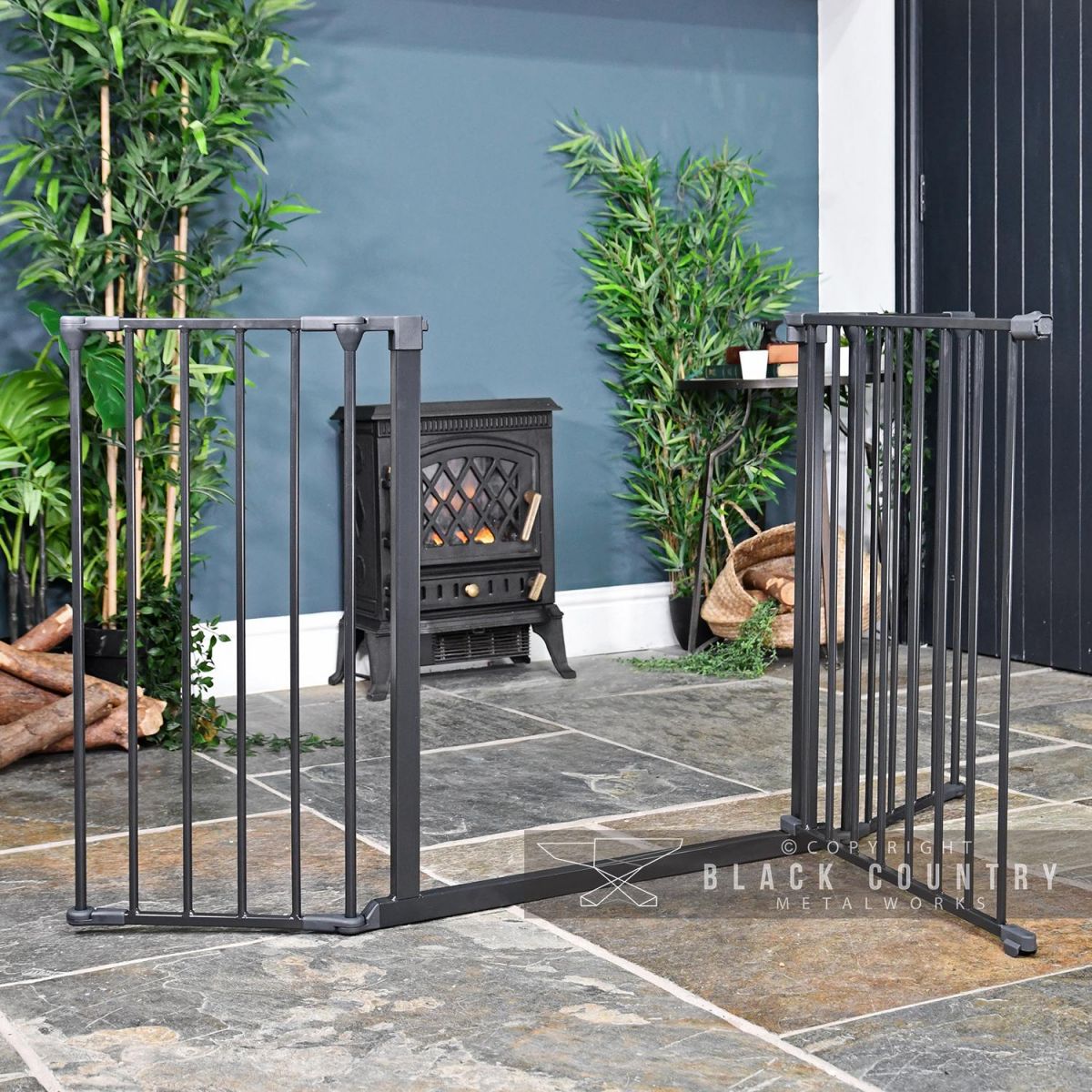 Baby Dan Black Hearth Fireguard with Front Opening Gate