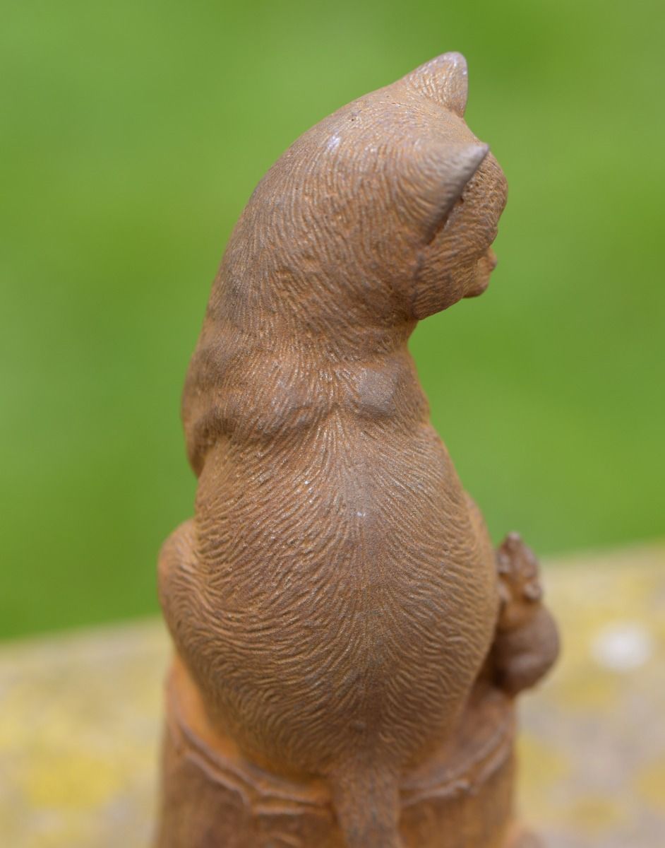 Back of Cast Iron Rustic Cat Sculpture