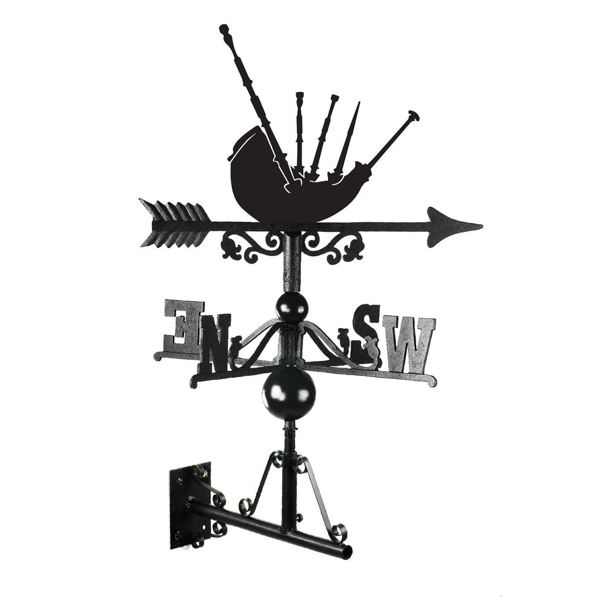 Bagpipes Weathervane Created From Iron and Finished in Black