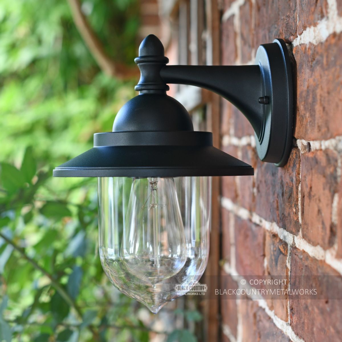 Bakewell Classic Black Wall Lantern With Clear Glass Lense