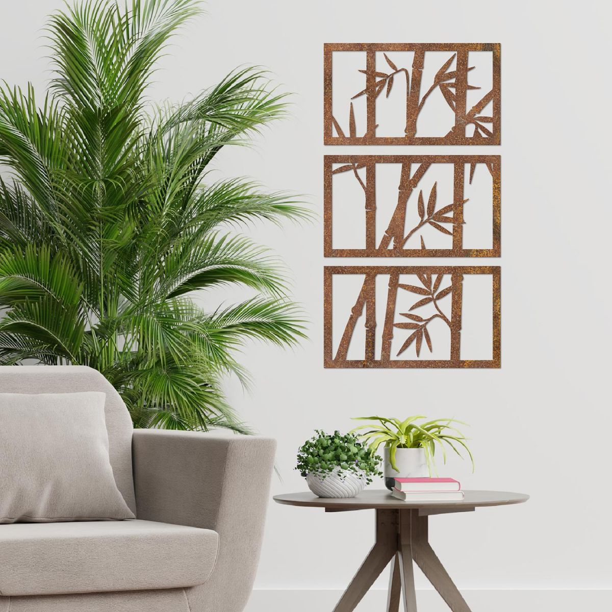 Bamboo Wall Art in Situ in the Living Room