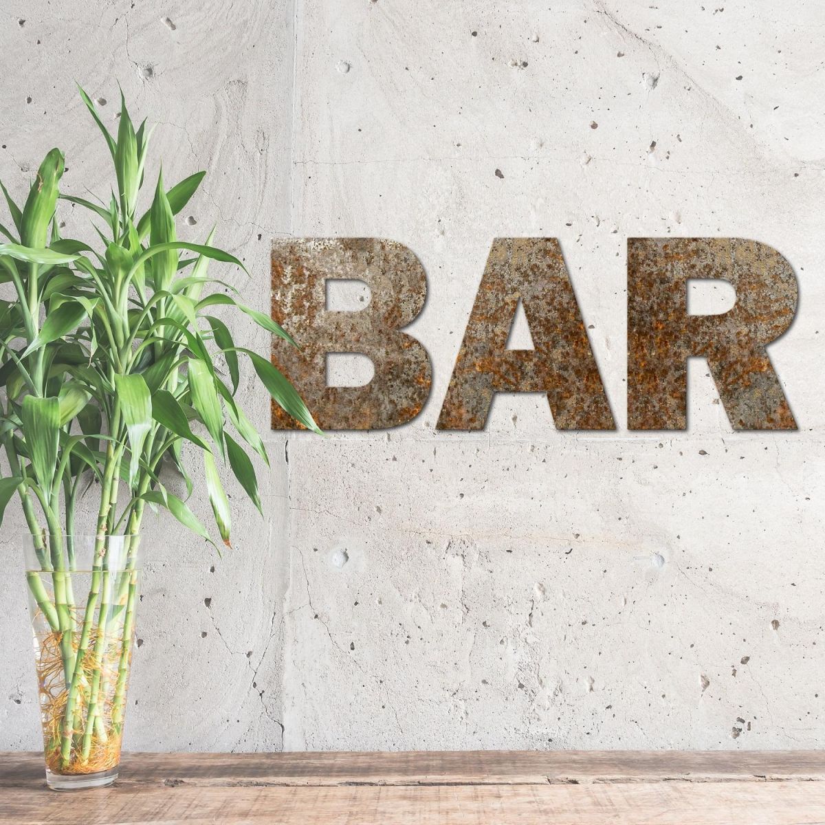"BAR" Rustic Finished Metal Letter Signs 