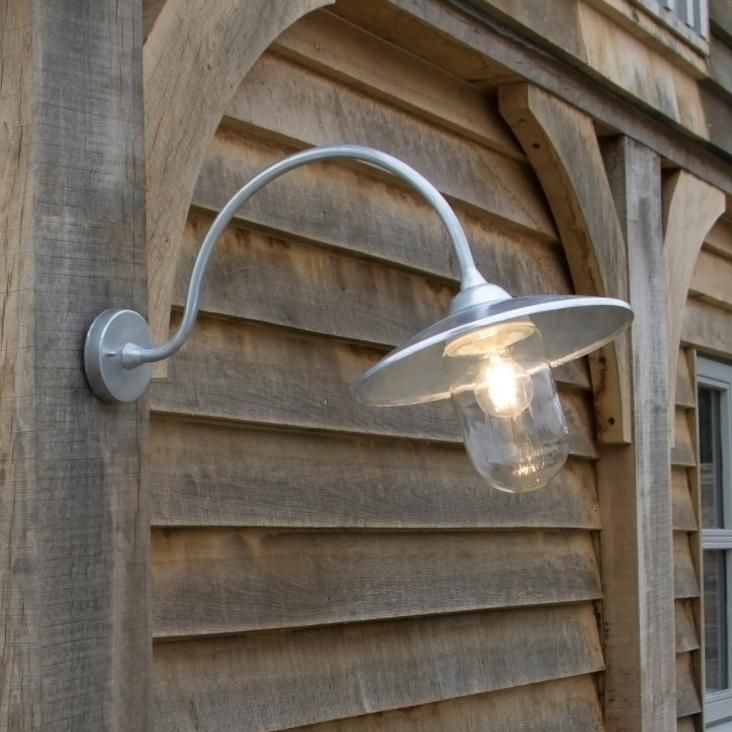 Silver Arched Swan Neck Barn Light