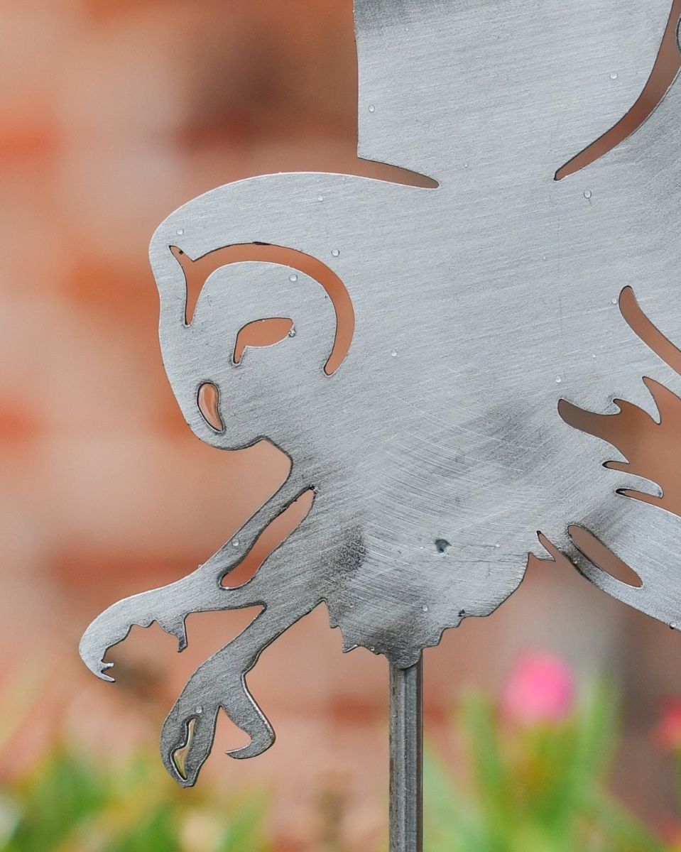 Barn Owl Artistic Plant Pot Spike - Set of Two close up of head