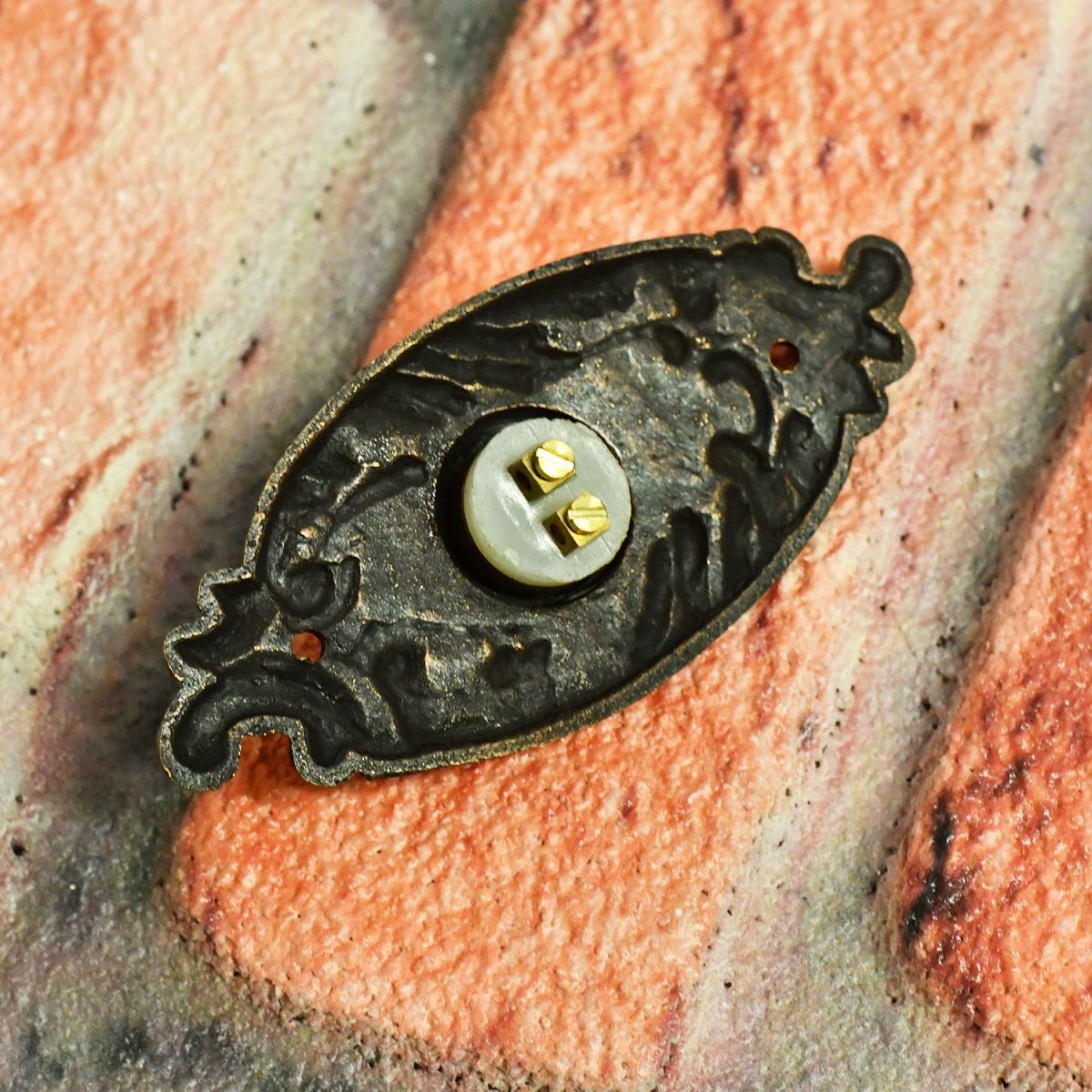 back of bell push - terminals for wiring to chime