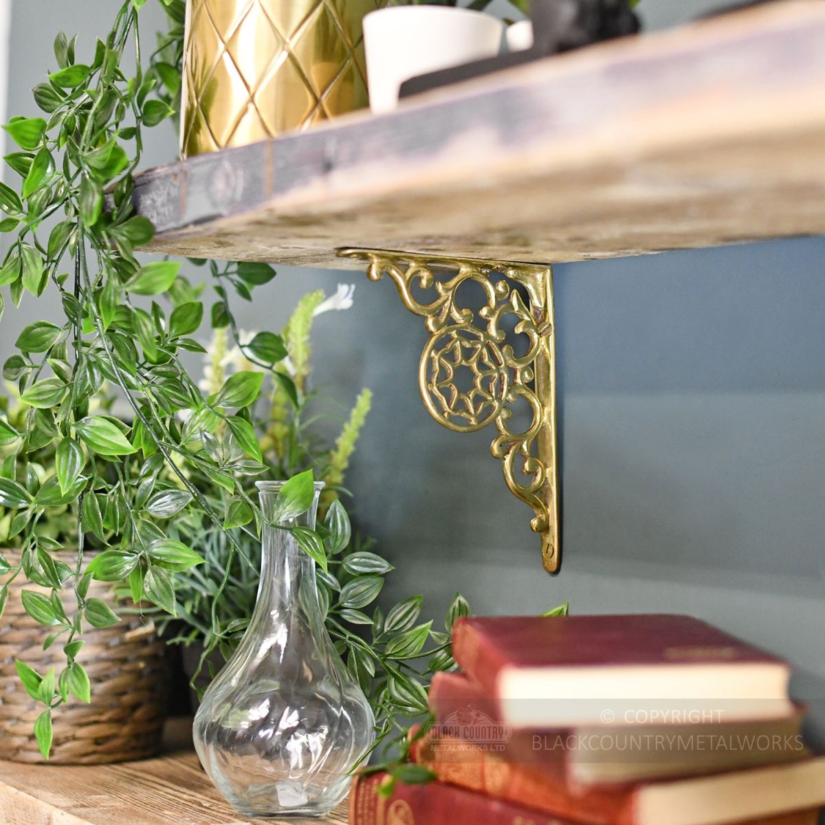 Wall Mounted brass shelf bracket