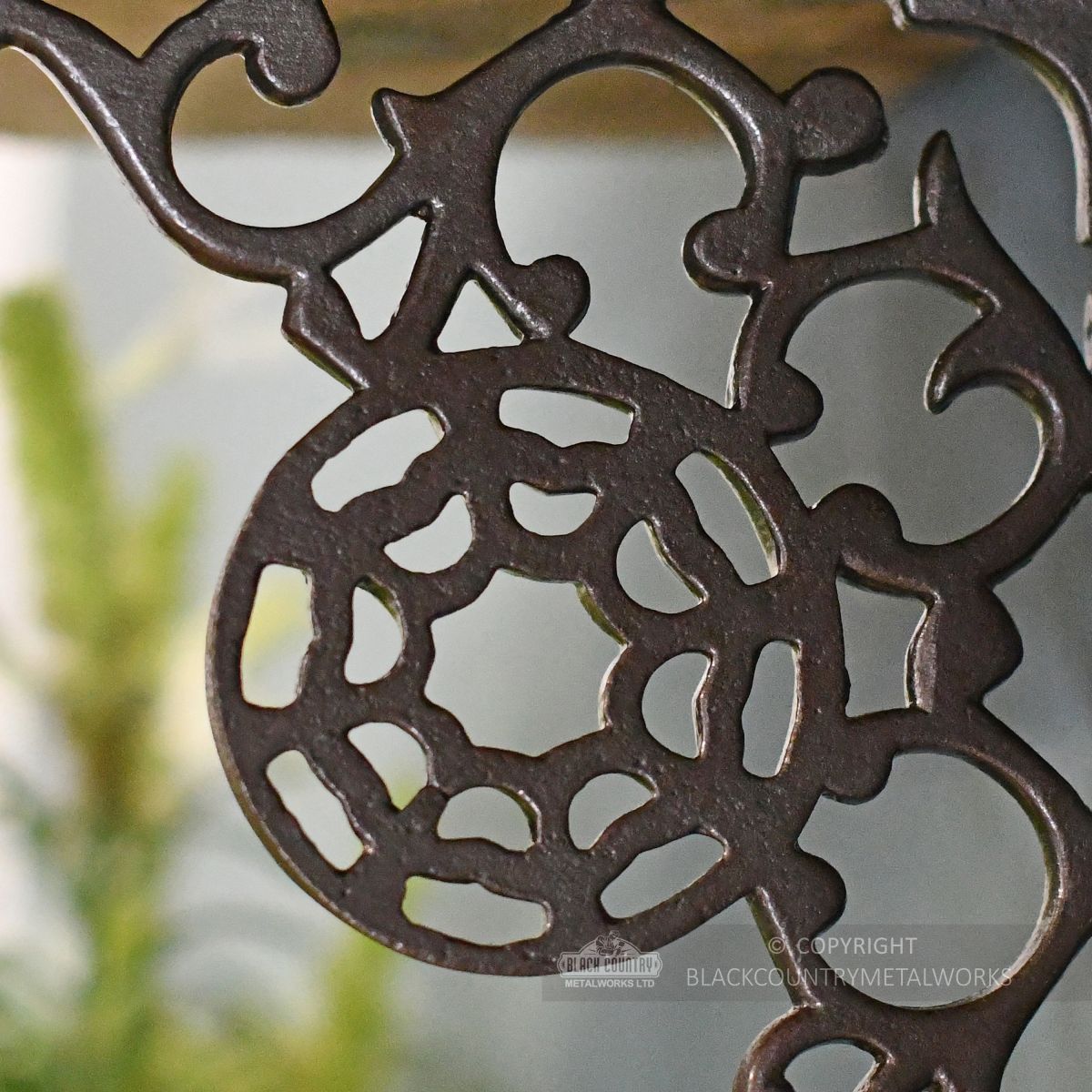 Detailed image of casting pattern on bracket