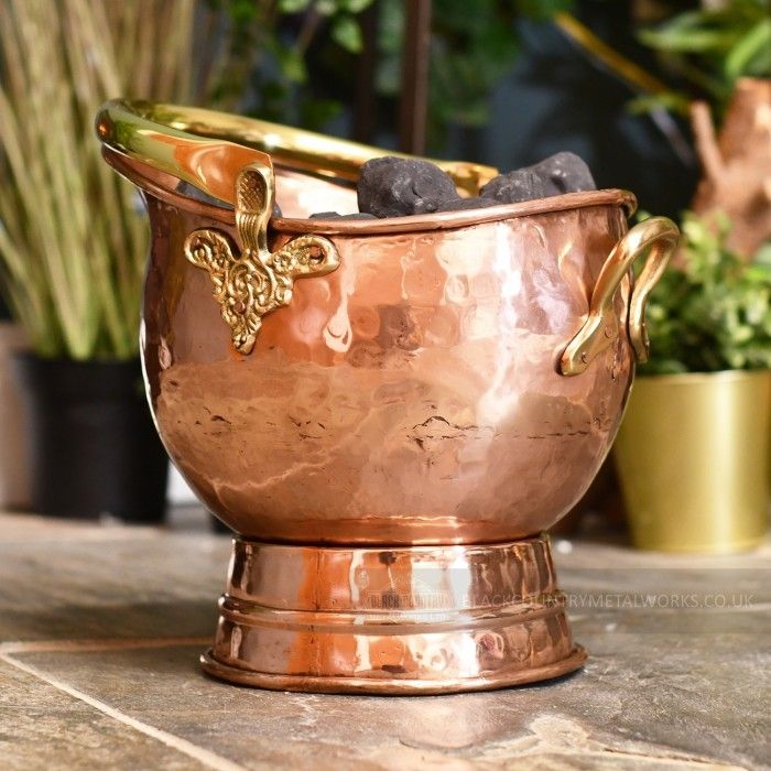 Copper and Brass Coal Bucket
