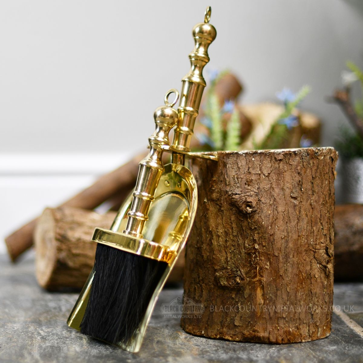 Polished Brass Pan & Brush set