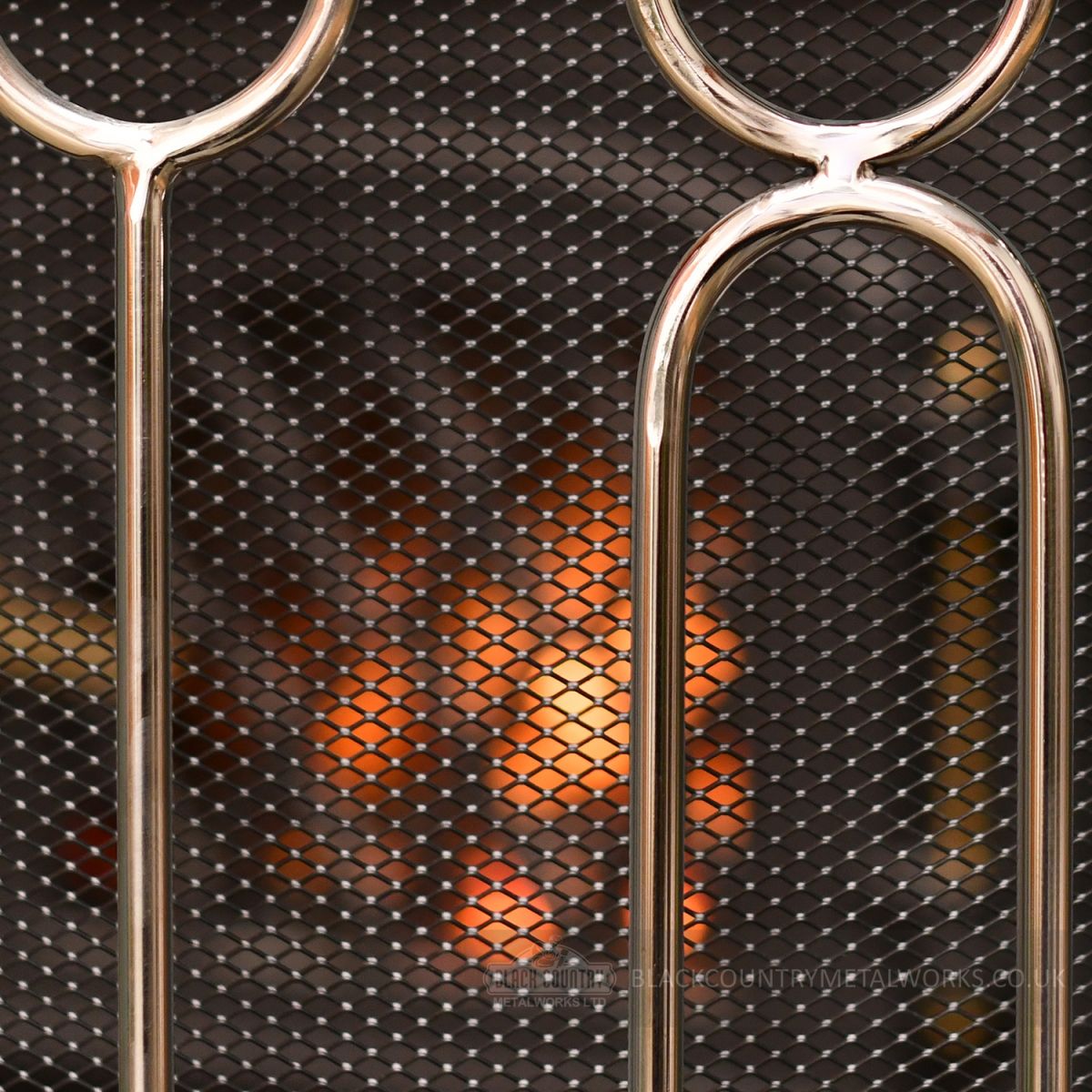 Companion set with black mesh backing