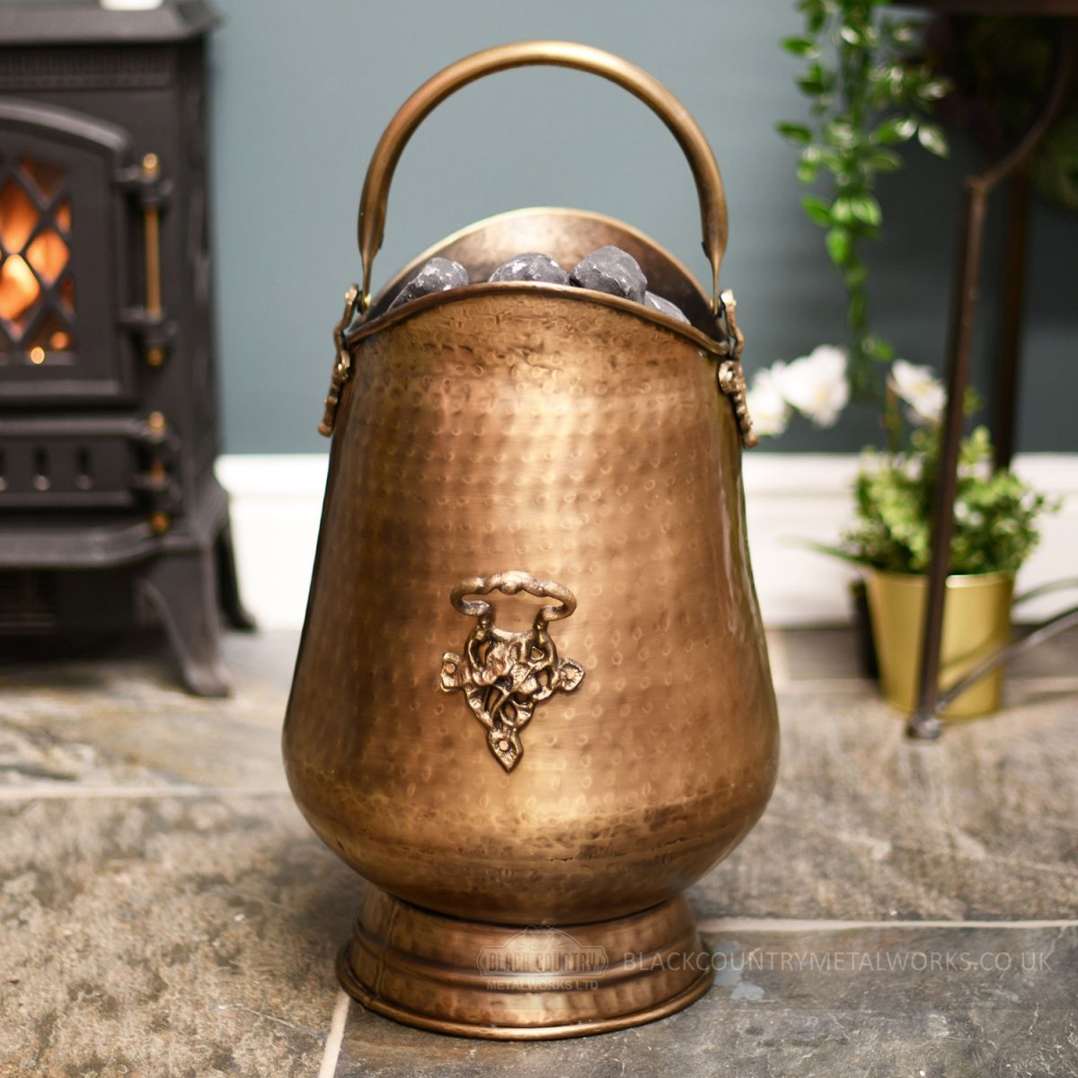 Antique Brass fireplace coal scuttle