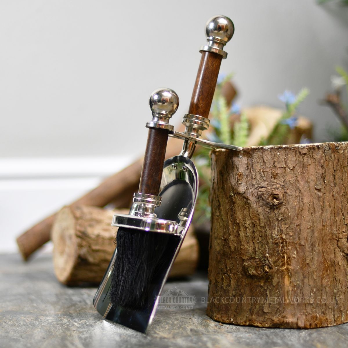 Fireplace tidy set finished in Bright chrome