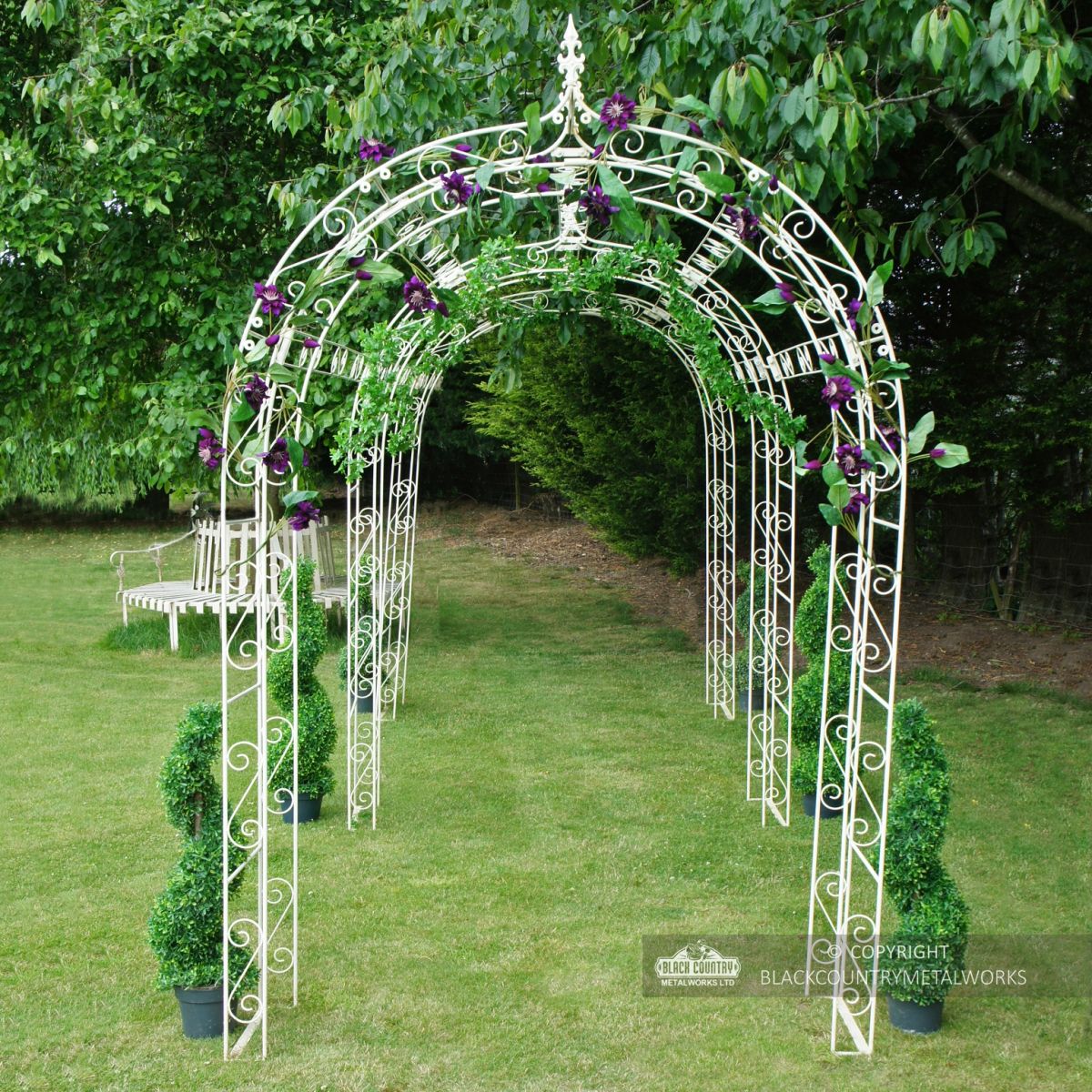 Cream tubular iron rose arch (3 Arches)