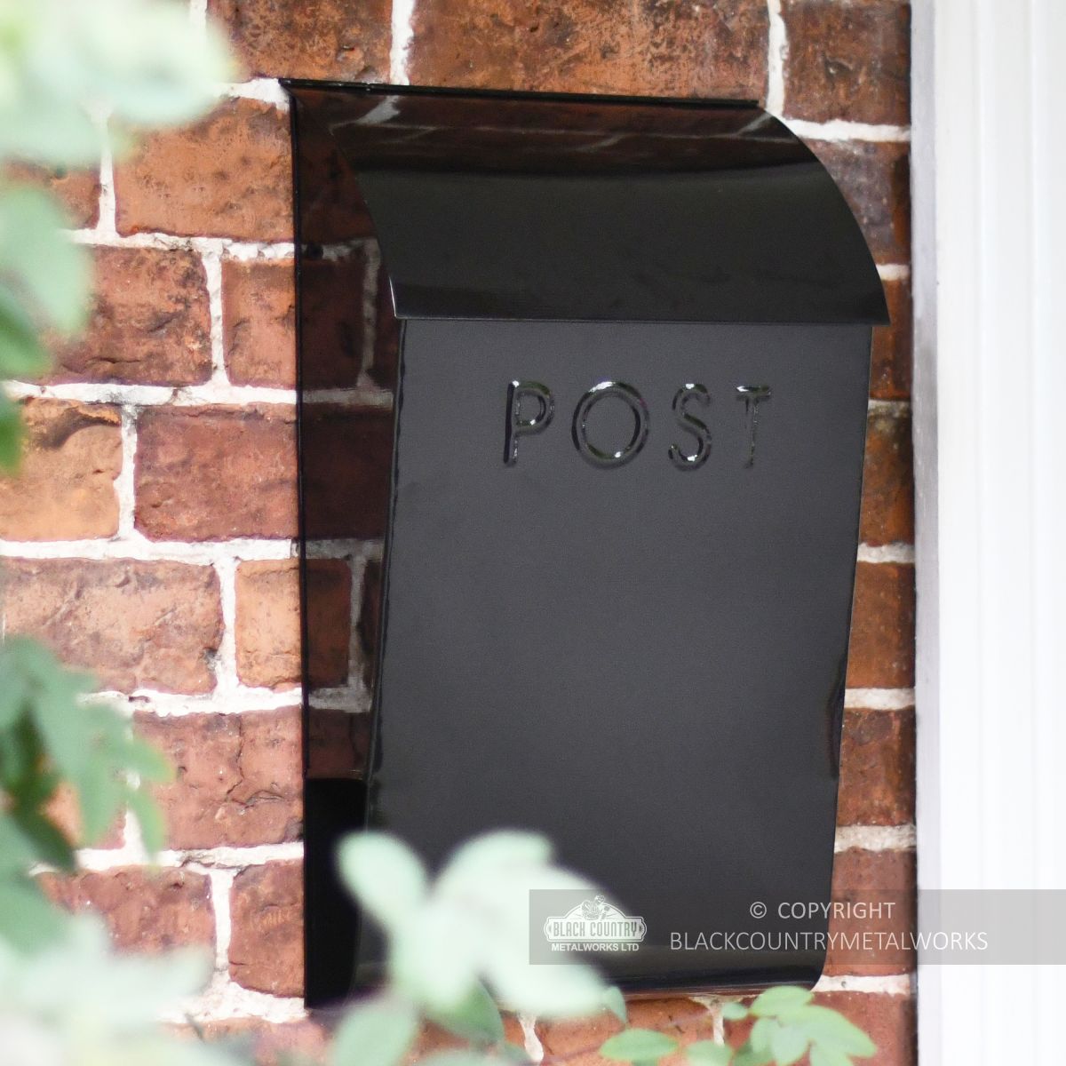 Black modern steel post box