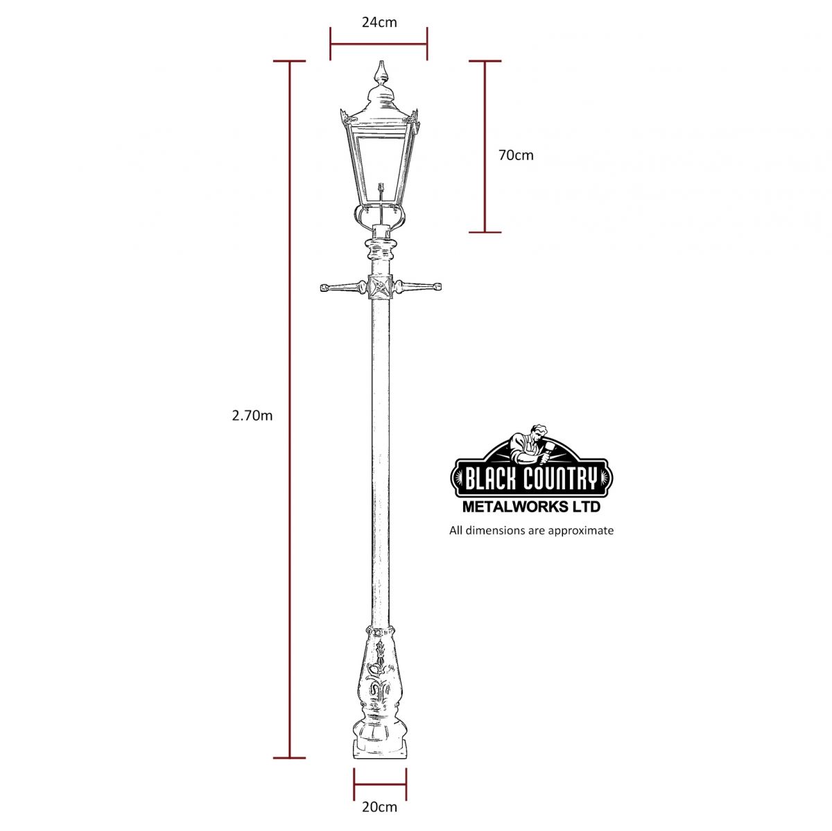 Medium Lamp post dimensions