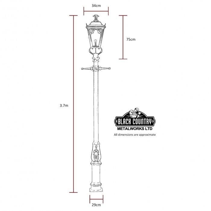 Gothic Extra Large Lantern & Lamp Post Set Dimensions