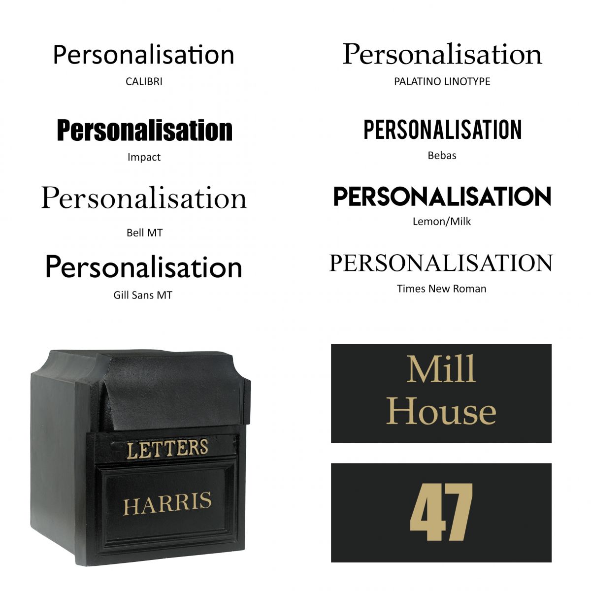 Personalised Font options Personalised Font options