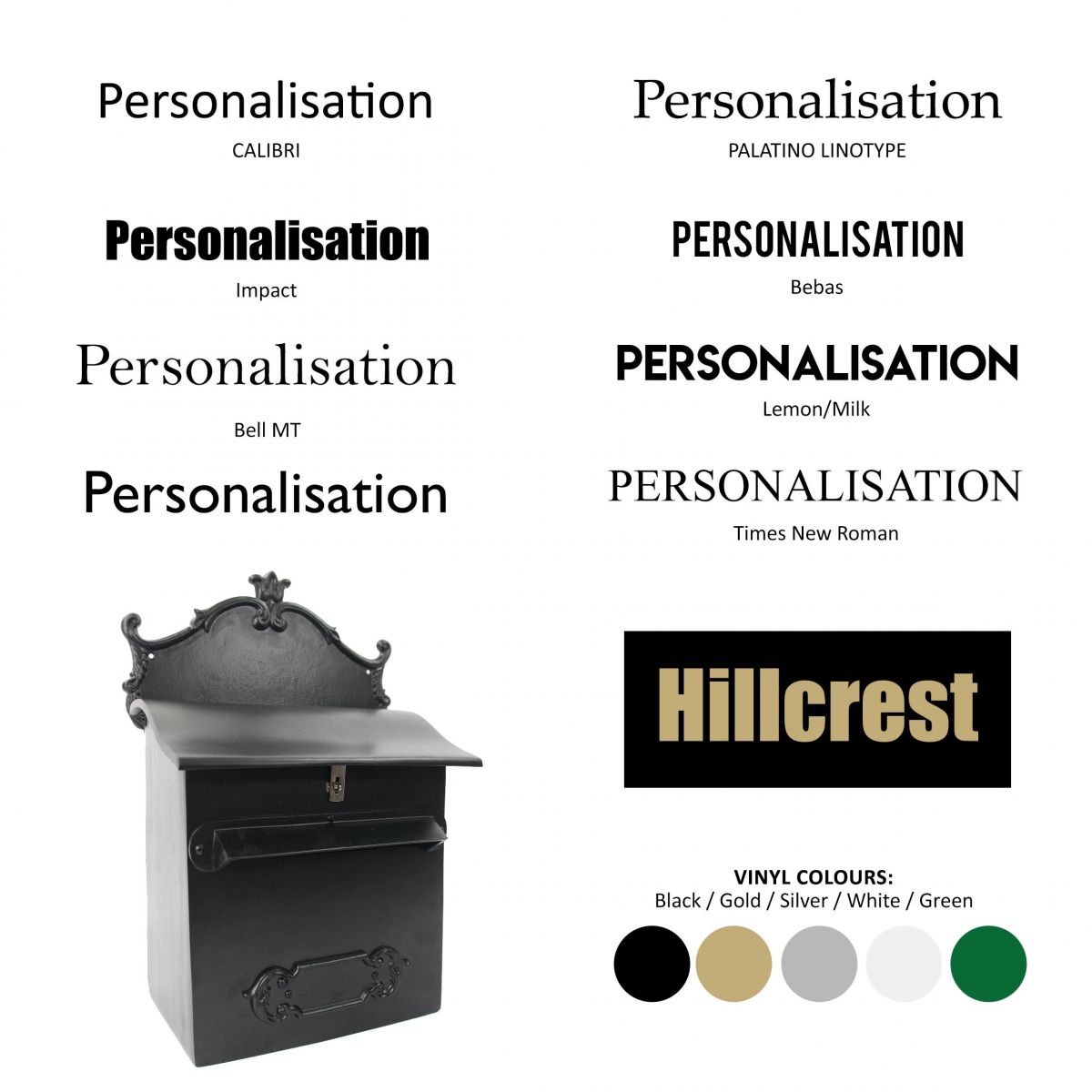 Deluxe Post box customisation options Deluxe Post box customisation options