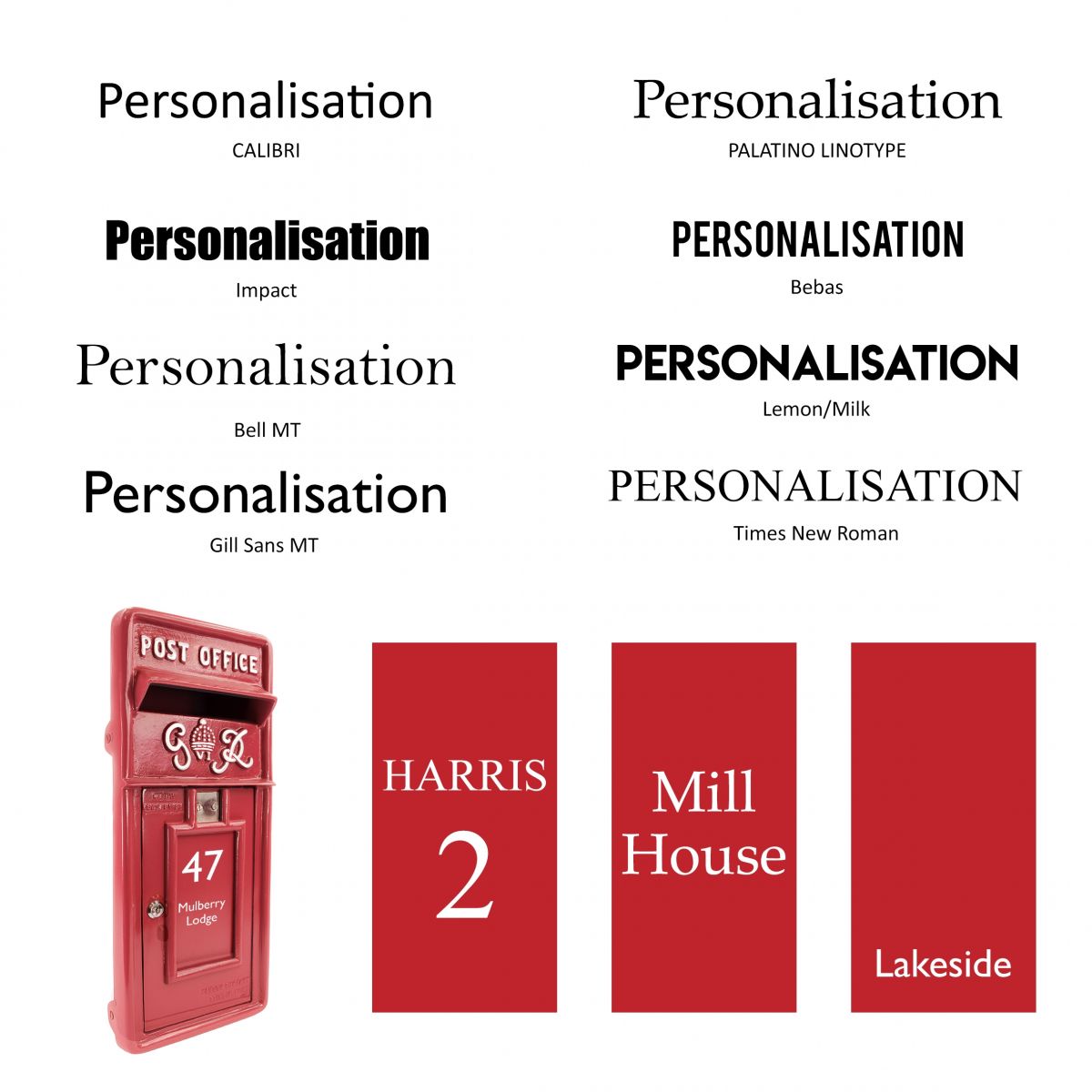 Personalisation Available on the Red "King George" Rex Post Box Front 
