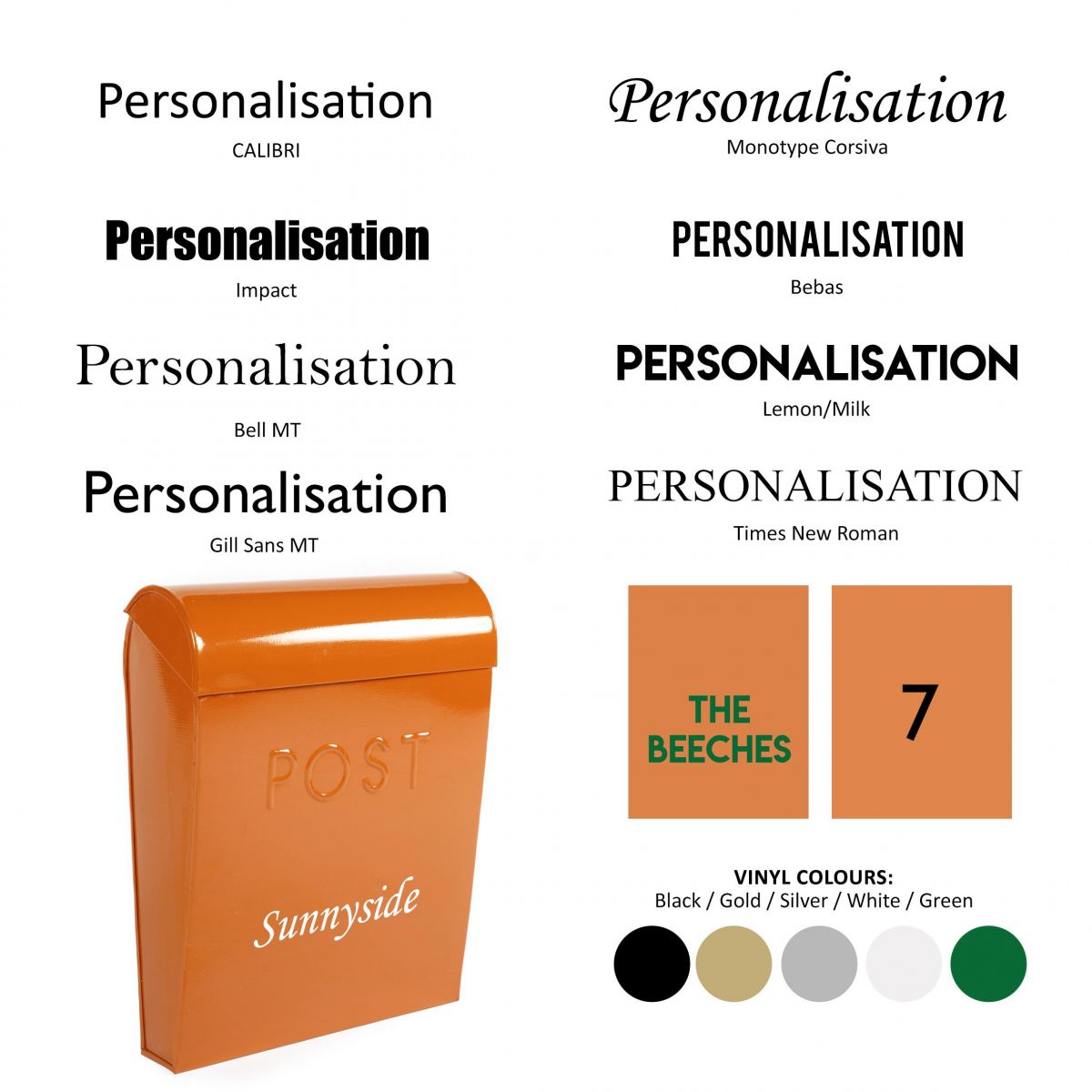 Orange post box vinyl options