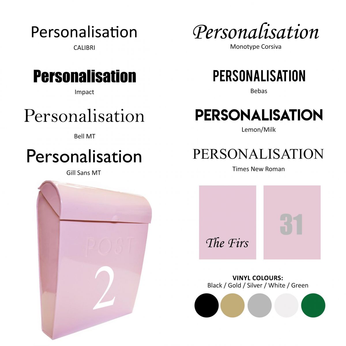 Pink post box customisation options