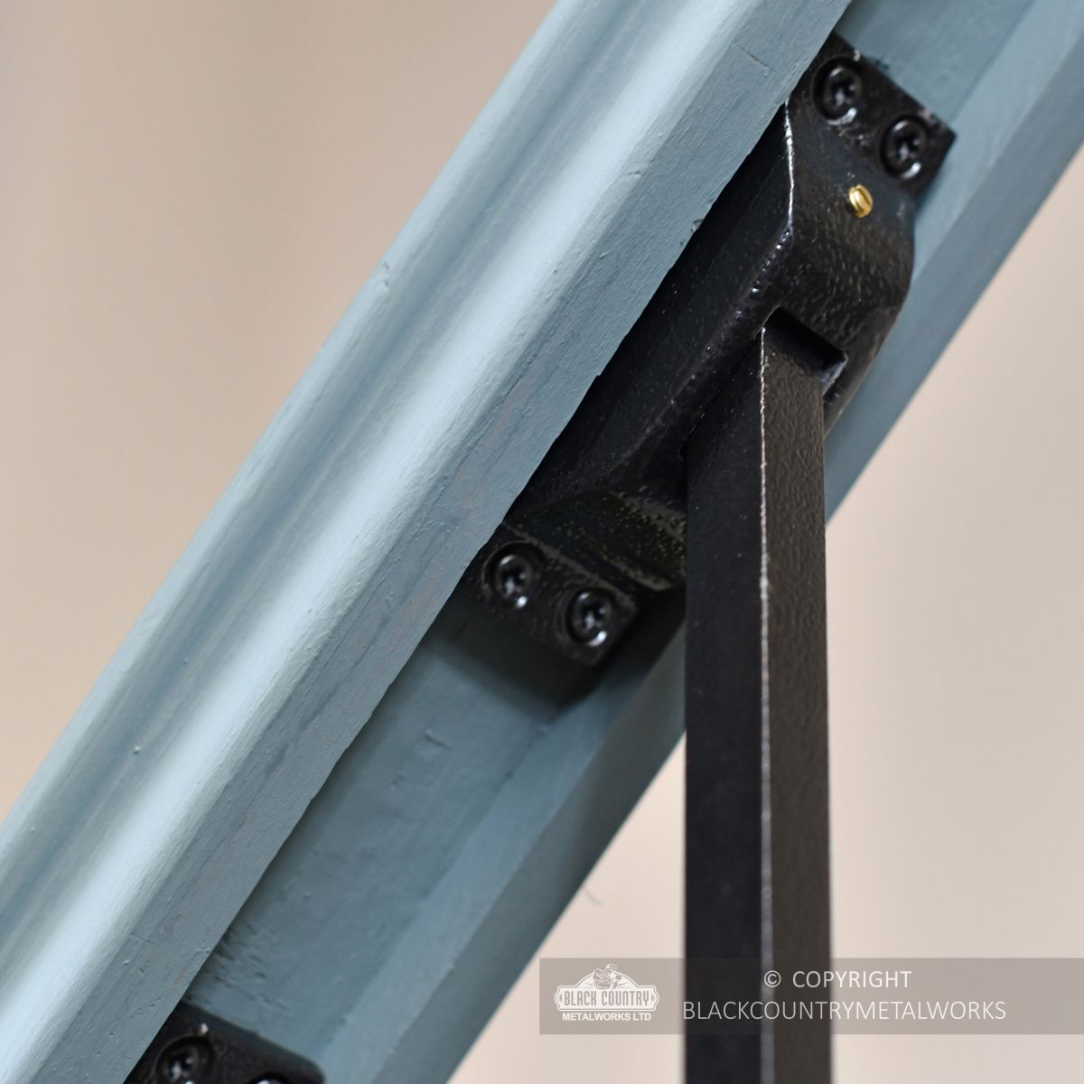 Close up of rake bracket for stair spindles