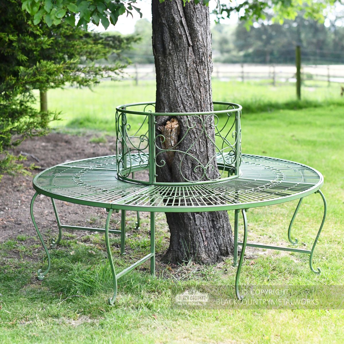 Antique Green garden full circle tree seat