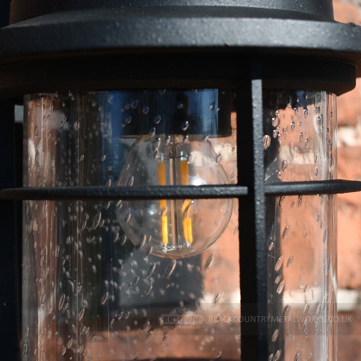 Close up of bubbled glass effect on porch light