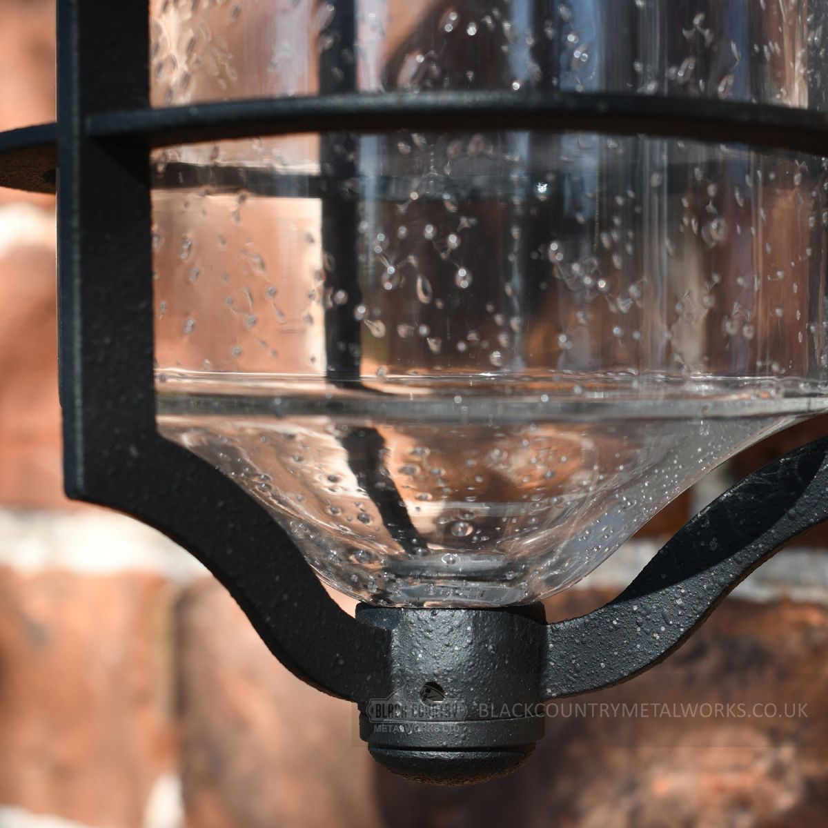 Detailed image of mottled glass finish and frame work