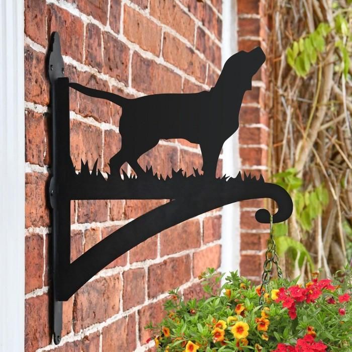 Beagle Iron Hanging Basket Bracket in Use Mounted on a Brick Wall Beagle Iron Hanging Basket Bracket in Use Mounted on a Brick Wall