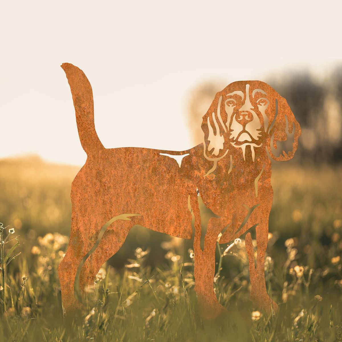 Beagle Silhouette in Situ in a Field