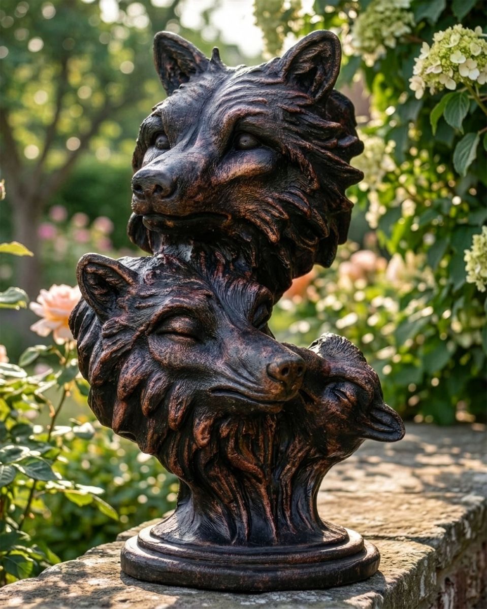 Beautiful Cast Wolf Face Ornament Digital Illustration