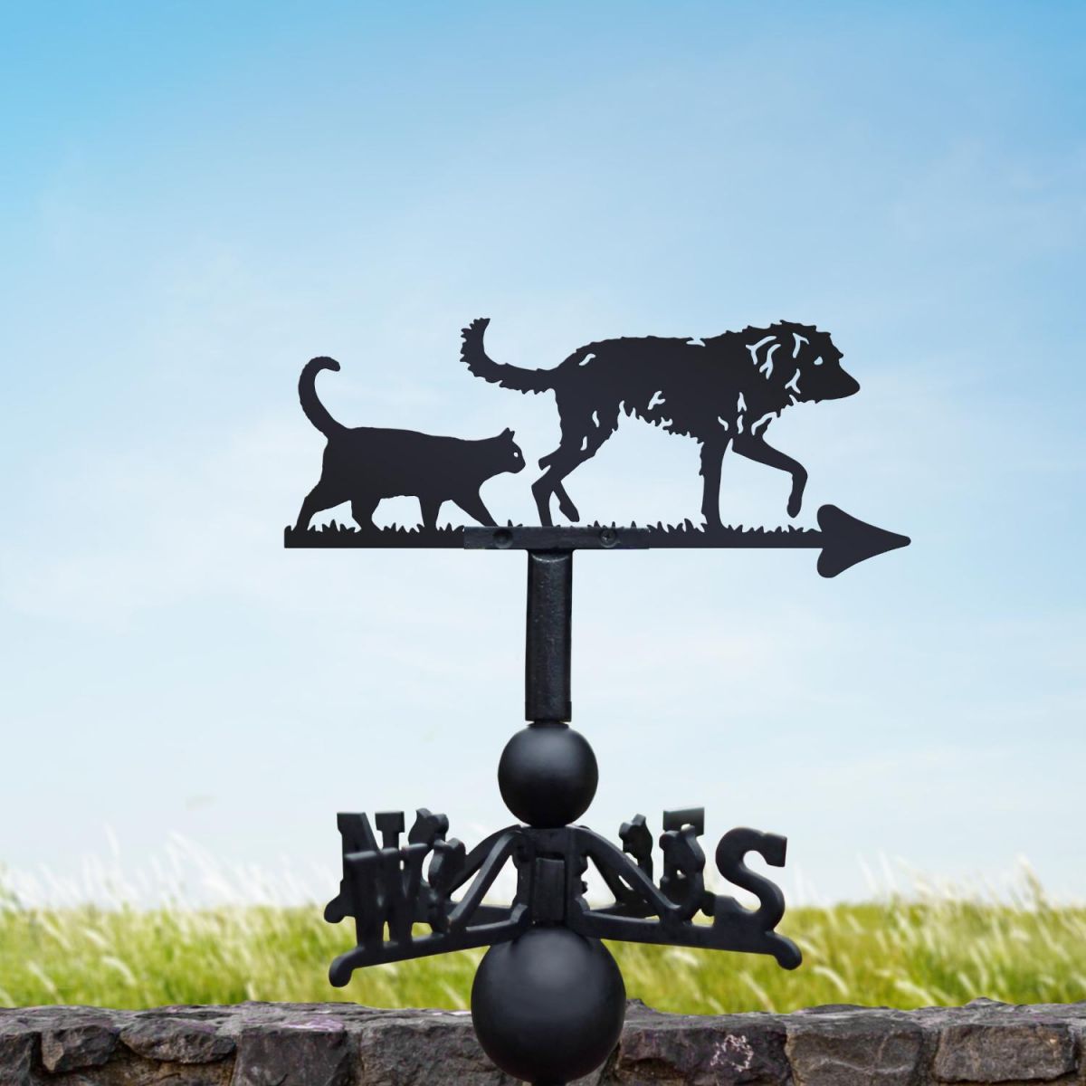 Bedlington Whippet & Cat Weathervane On a Summers Day Bedlington Whippet & Cat Weathervane On a Summers Day