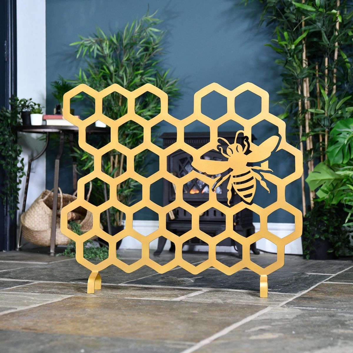 Gold Bee Bee Fireguard in Situ in the Living Room