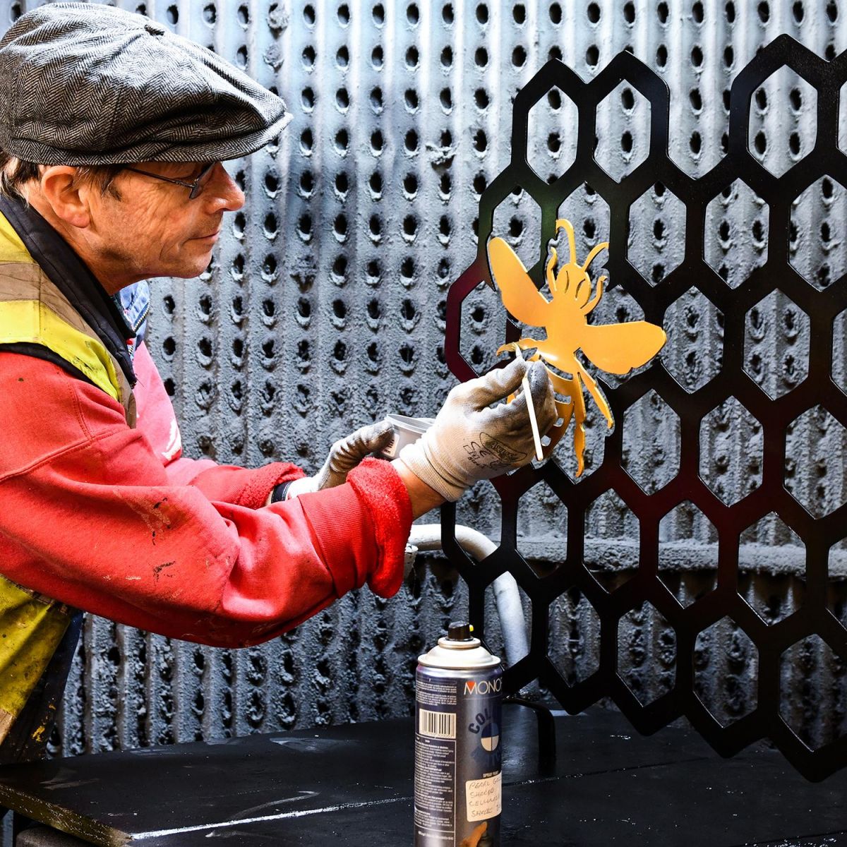 black & Gold Bee Bee Fireguard Being Hand Painted in the Workshop