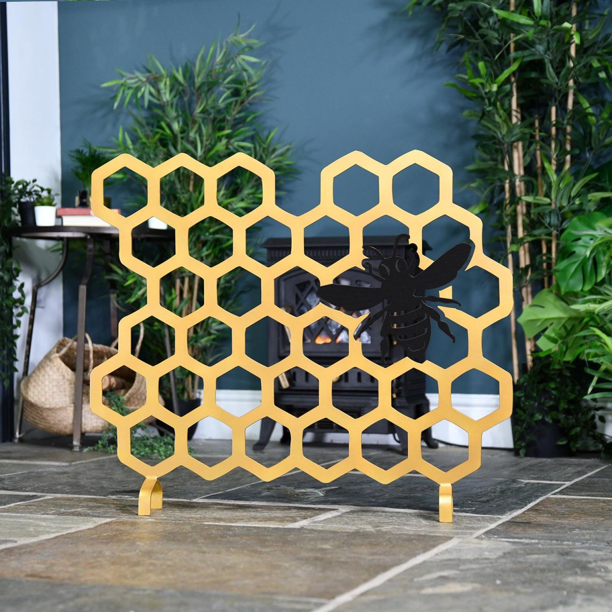 Gold & Black Bee Bee Fireguard in Situ