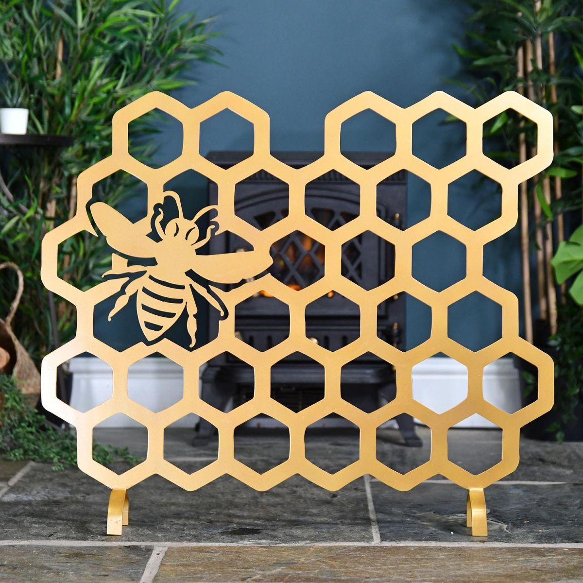 Gold Bee Bee Fireguard in Situ in the Living Room